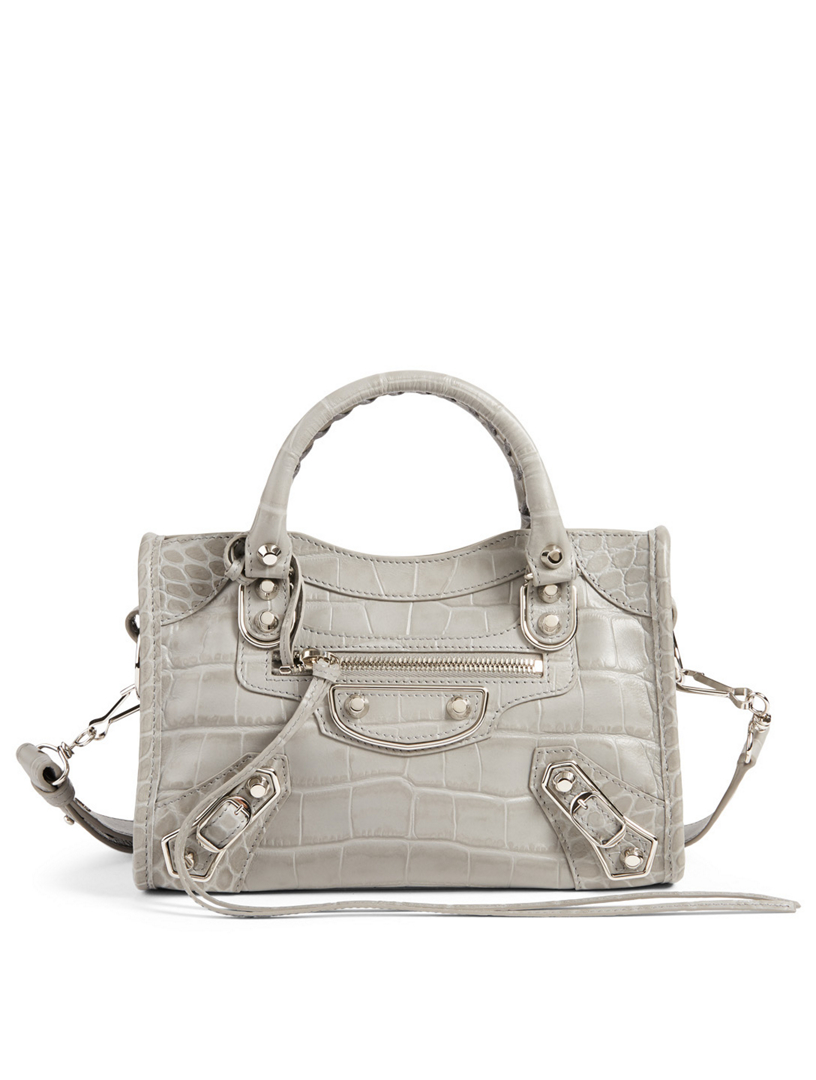 BALENCIAGA Mini Classic City Metallic Edge Croc Embossed Leather Bag Holt Renfrew