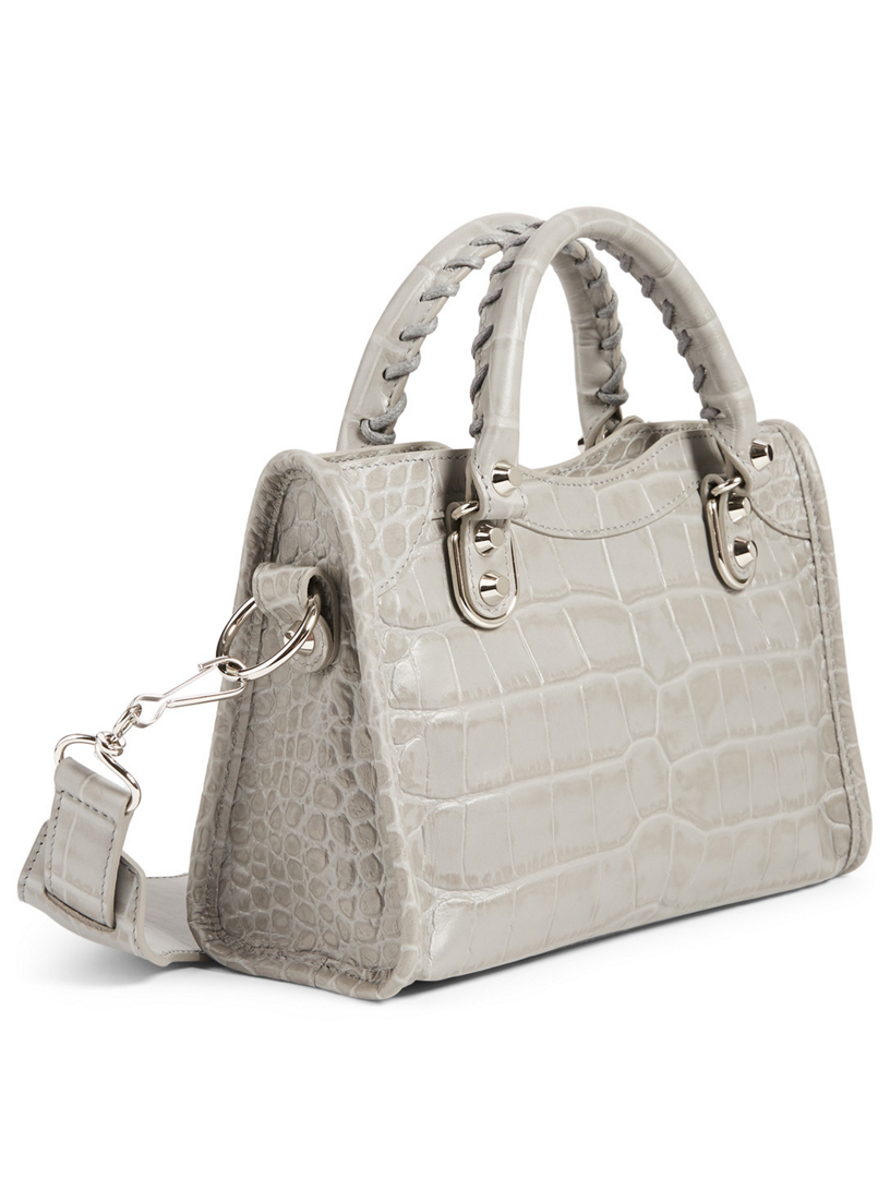 BALENCIAGA Mini Classic City Metallic Edge Croc Embossed Leather Bag Holt Renfrew