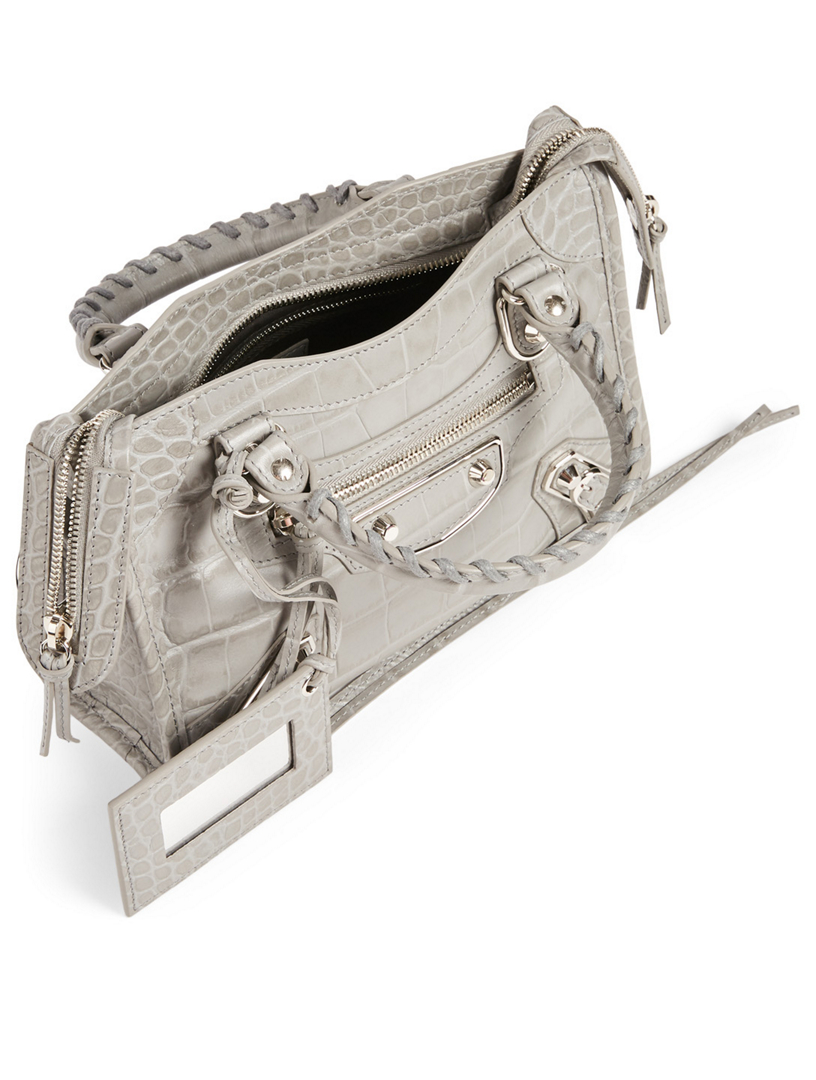 BALENCIAGA Mini Classic City Metallic Edge Croc Embossed Leather Bag Holt Renfrew