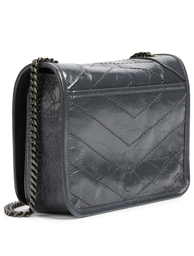 YSL wallet on chain (WOC) in dark grey smog, Luxury, Bags