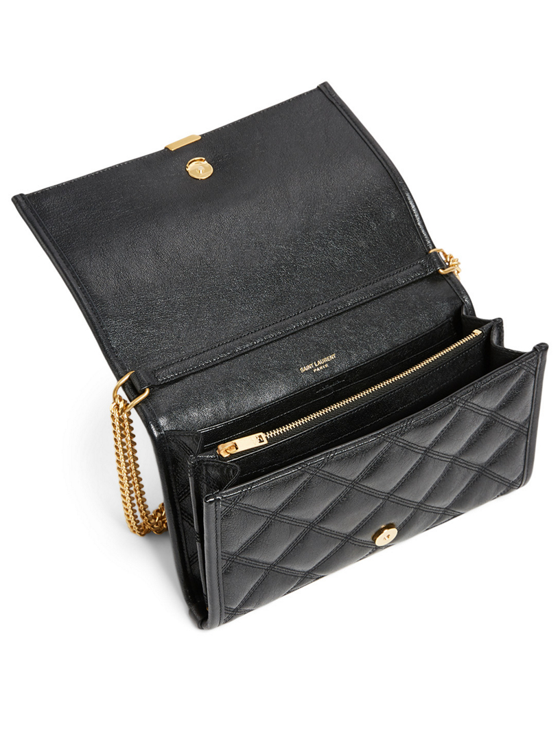 Saint laurent becky quilted leather wallet on discount chain