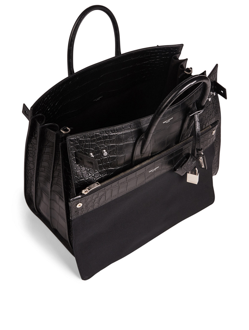 SAINT LAURENT Sac De Jour Croc-Embossed Leather Tote Bag Holt