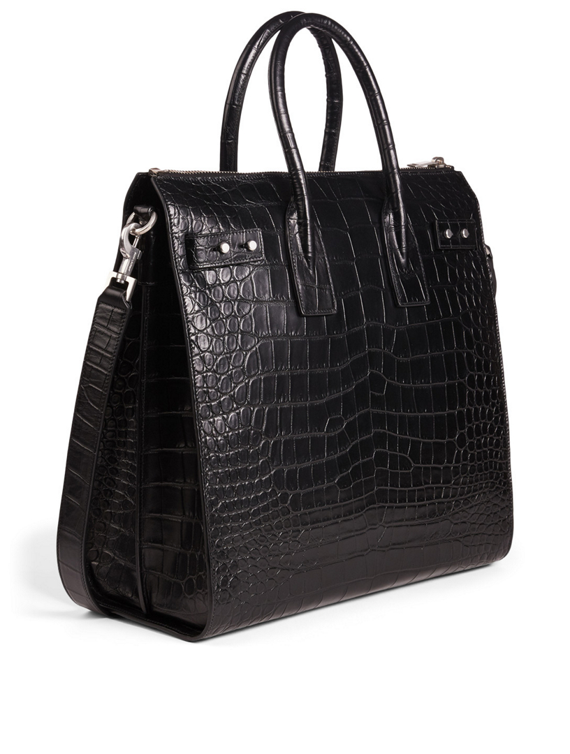 Sac De Jour North-South Croc-Embossed Leather Tote Bag