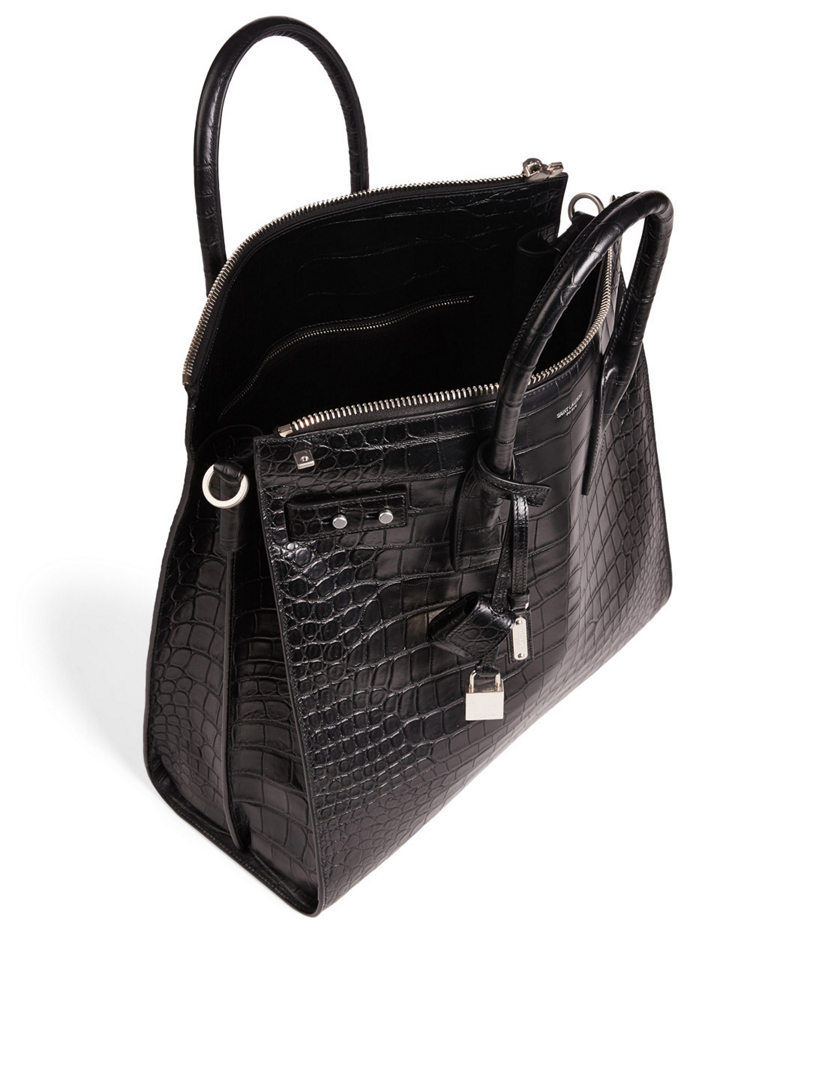 sac de jour north/south tote in crocodile-embossed leather