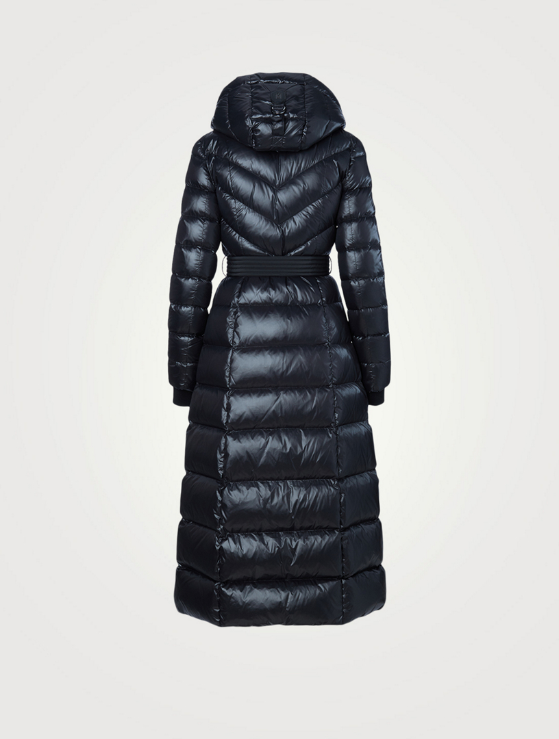 Women's City Chevron Padded Longline Coat in Black