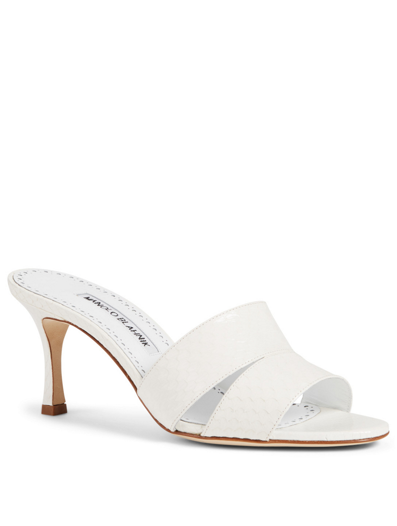 Manolo Blahnik Iacopo Snakeskin Heeled Mule Sandals Holt Renfrew