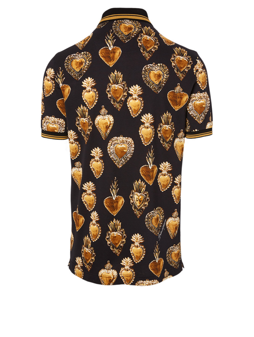 Cotton Polo Shirt Sacred Heart Print