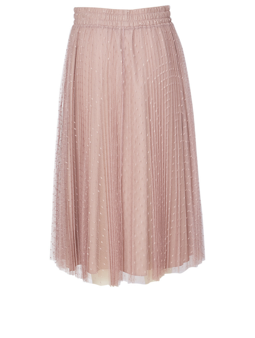 Pleated Tulle Midi Skirt