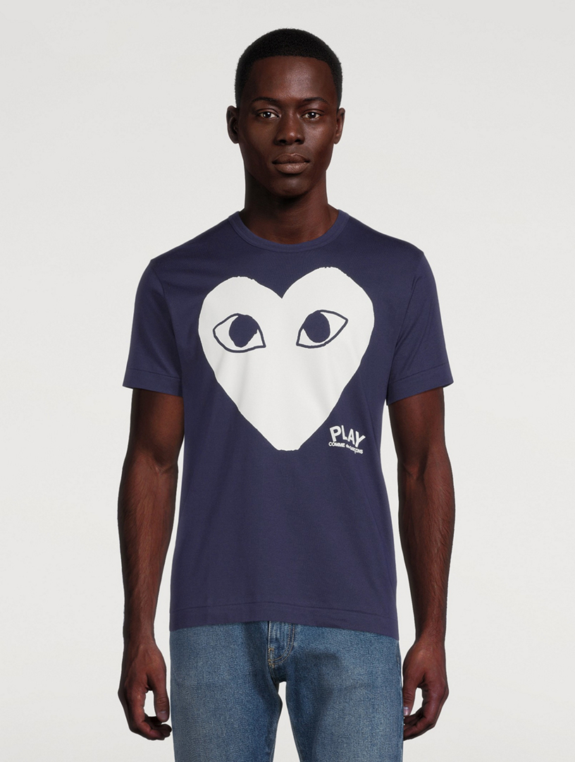 Comme Des Garcons PLAY T-Shirt Blue Heart Logo, White