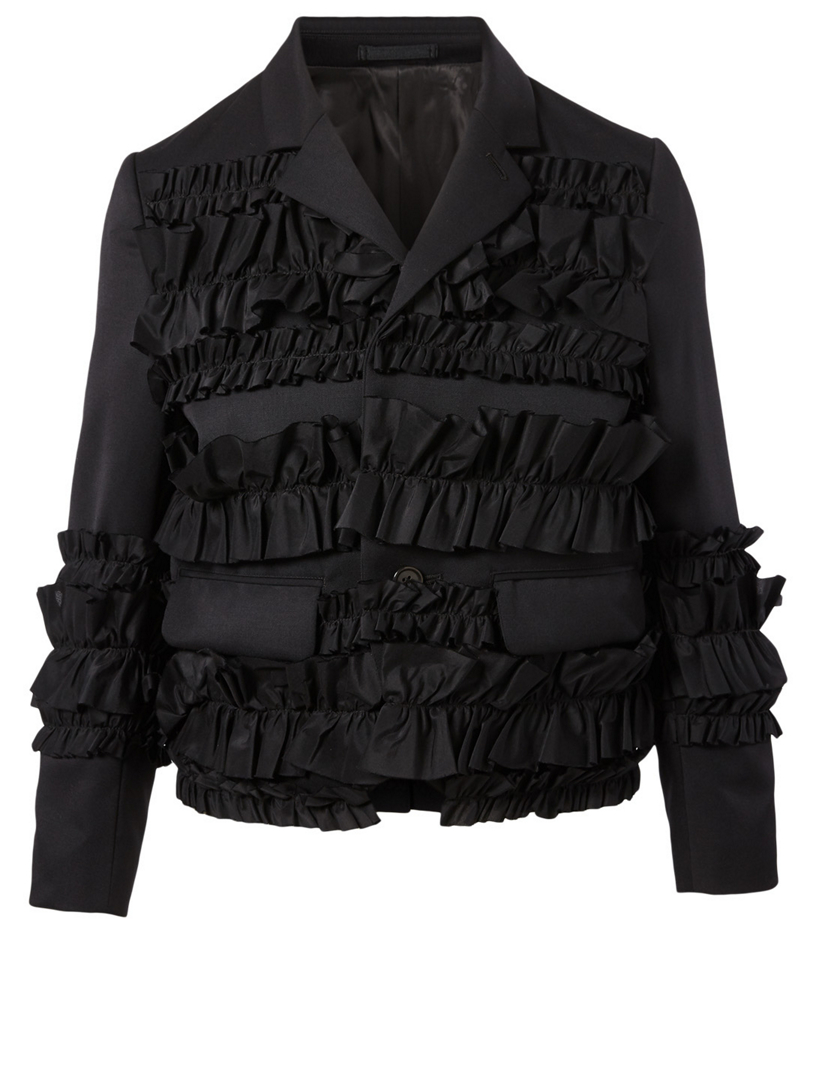 Ruffled Silk And Wool Gabardine Jacket