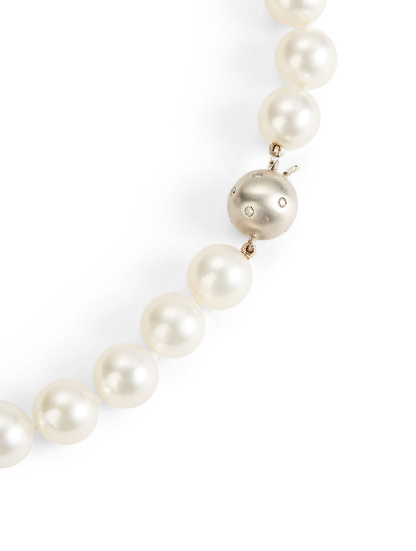 18K Gold Pearl Necklace With Diamonds