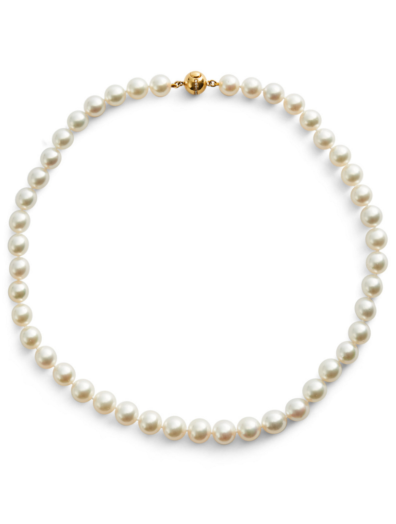 18K Gold Pearl Necklace With Diamonds
