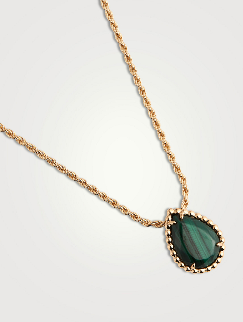 Serpent Bohème Gold Pendant Necklace With Malachite