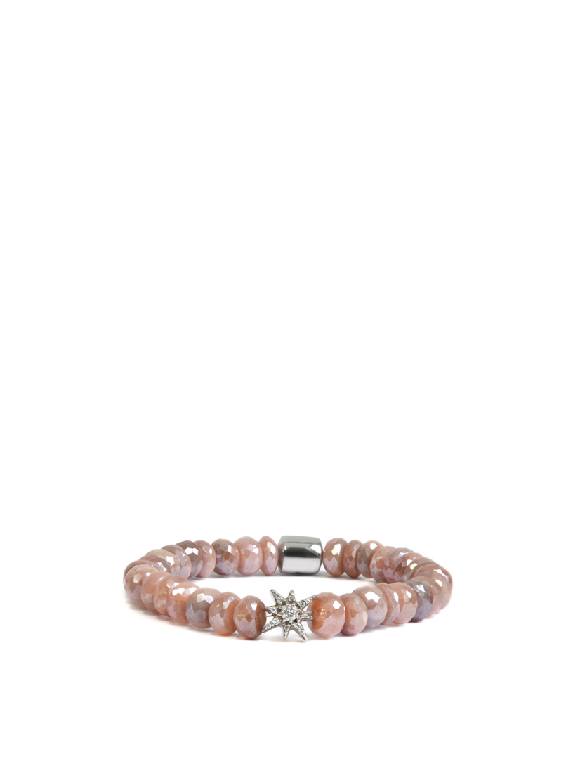 ANZIE Boheme Sterling Silver Starburst Mystic Pink Moonstone Bracelet With Topaz Holt Renfrew