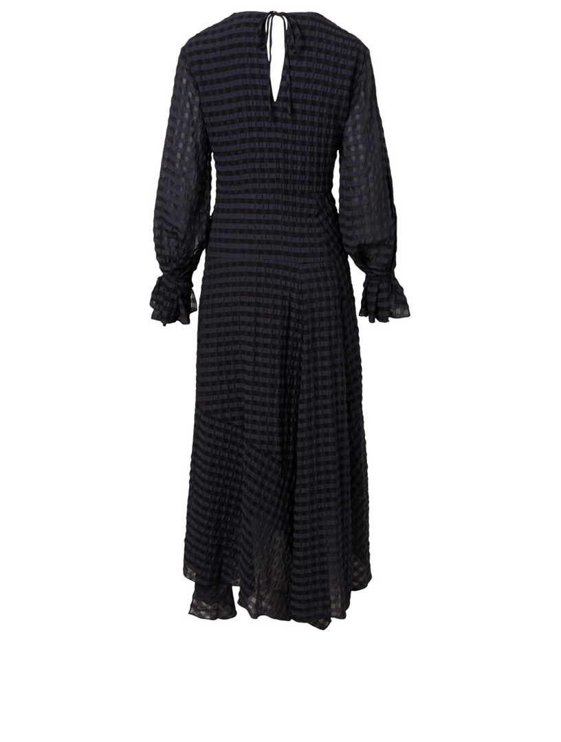 Flared Maxi Dress Check Pattern