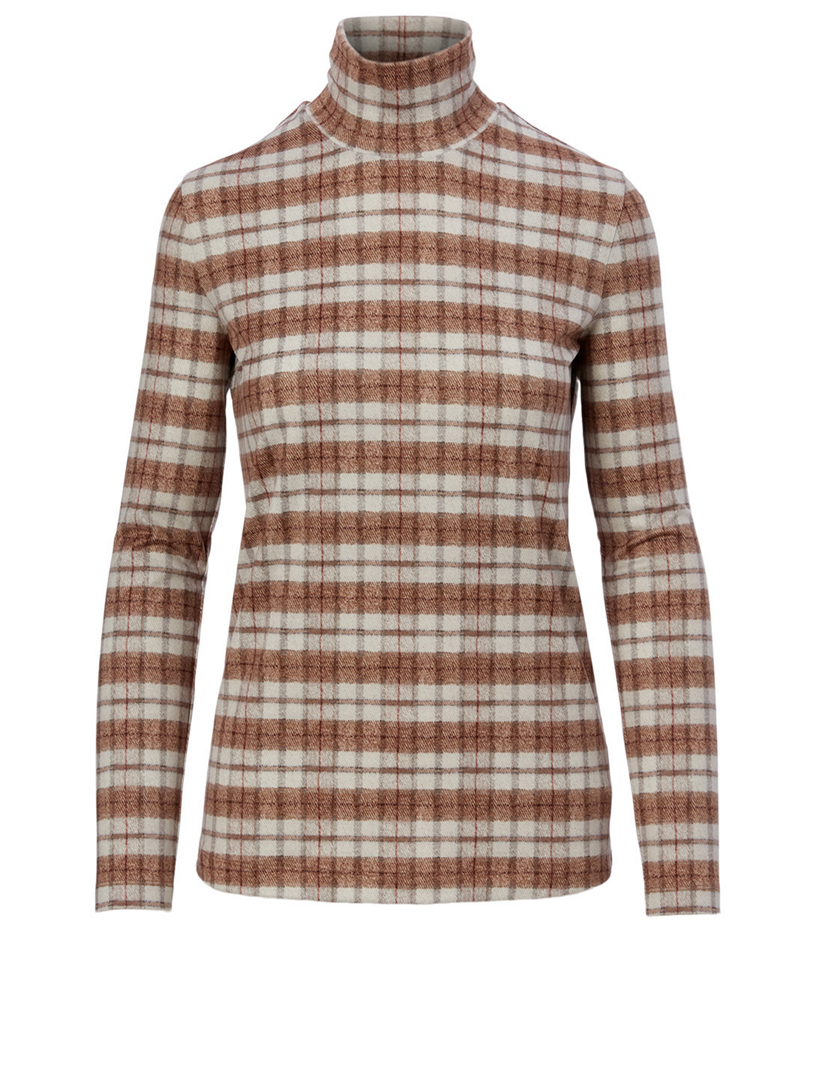 Turtleneck Top Check Print