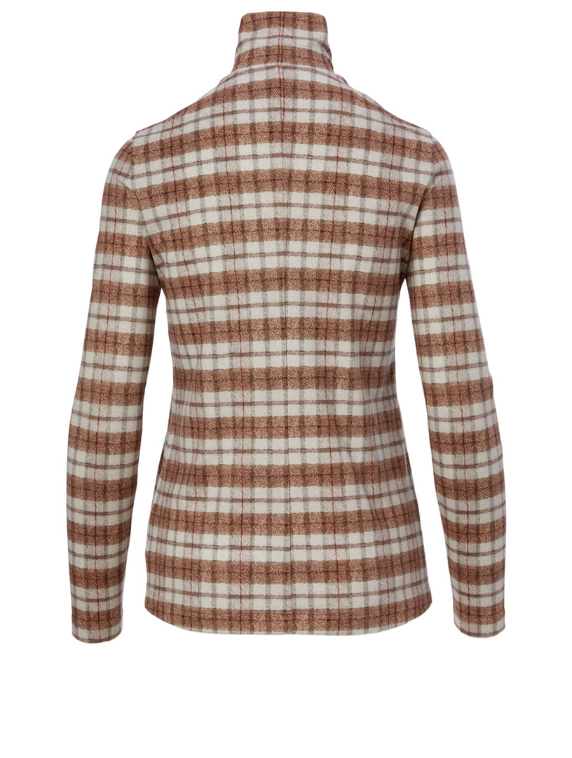 Turtleneck Top Check Print