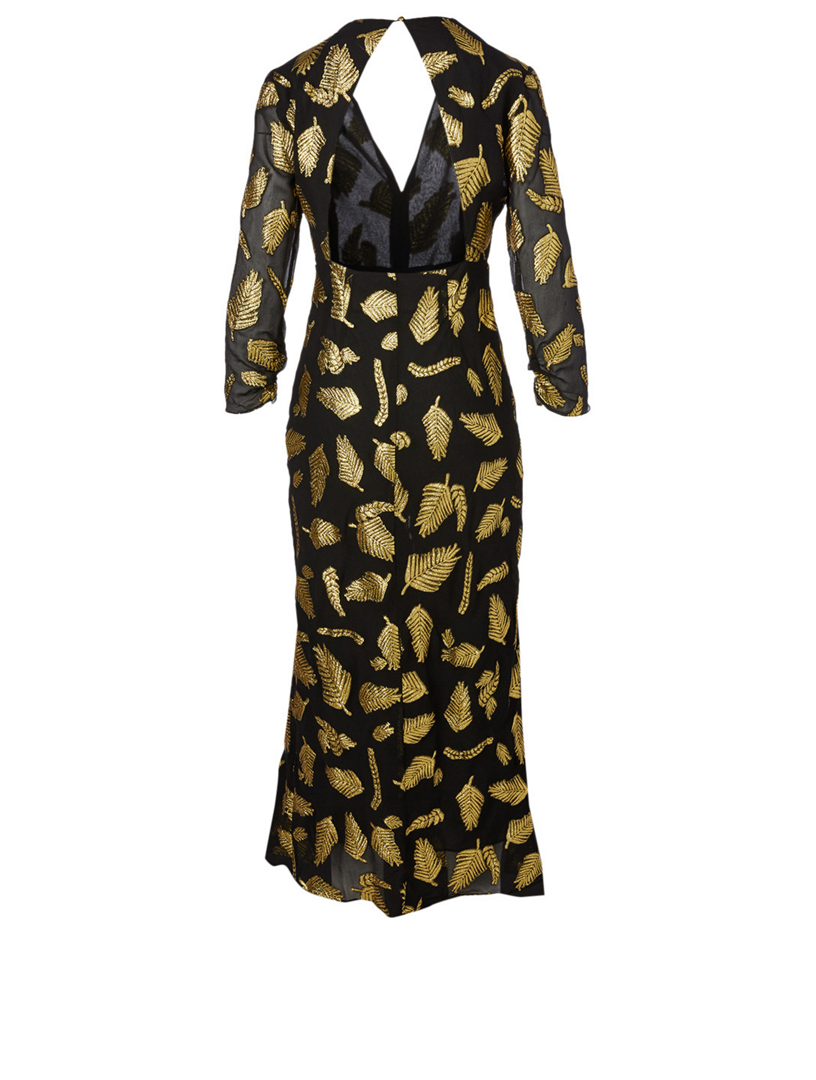 RIXO Rose Silk-Blend Dress In Feather Print | Holt Renfrew