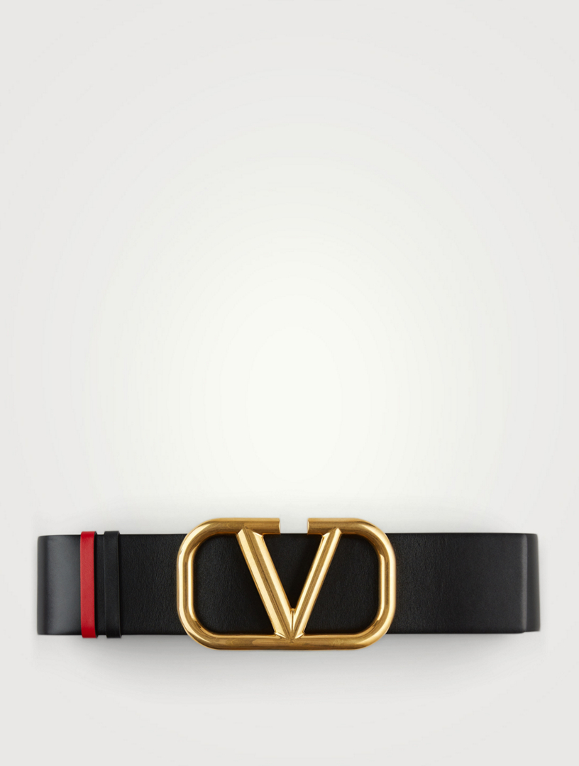 Valentino Garavani Men's Toile Iconographe Belt with Leather Detailing - Black - Belts