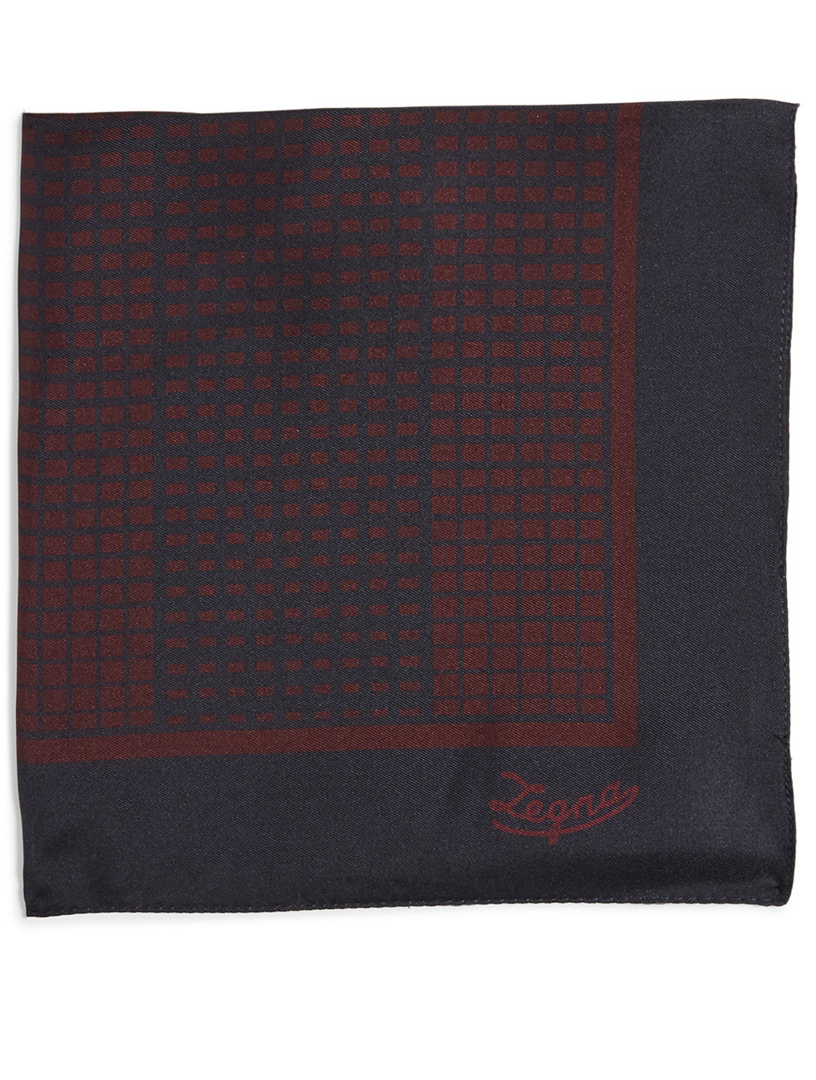 Silk Pocket Square In Grid Print