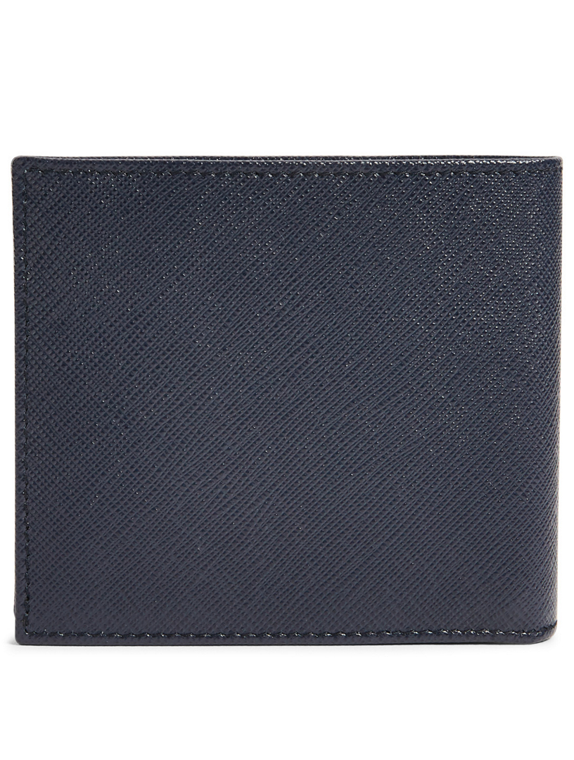 Prada Blue Saffiano Leather Bi-Fold Compact Wallet