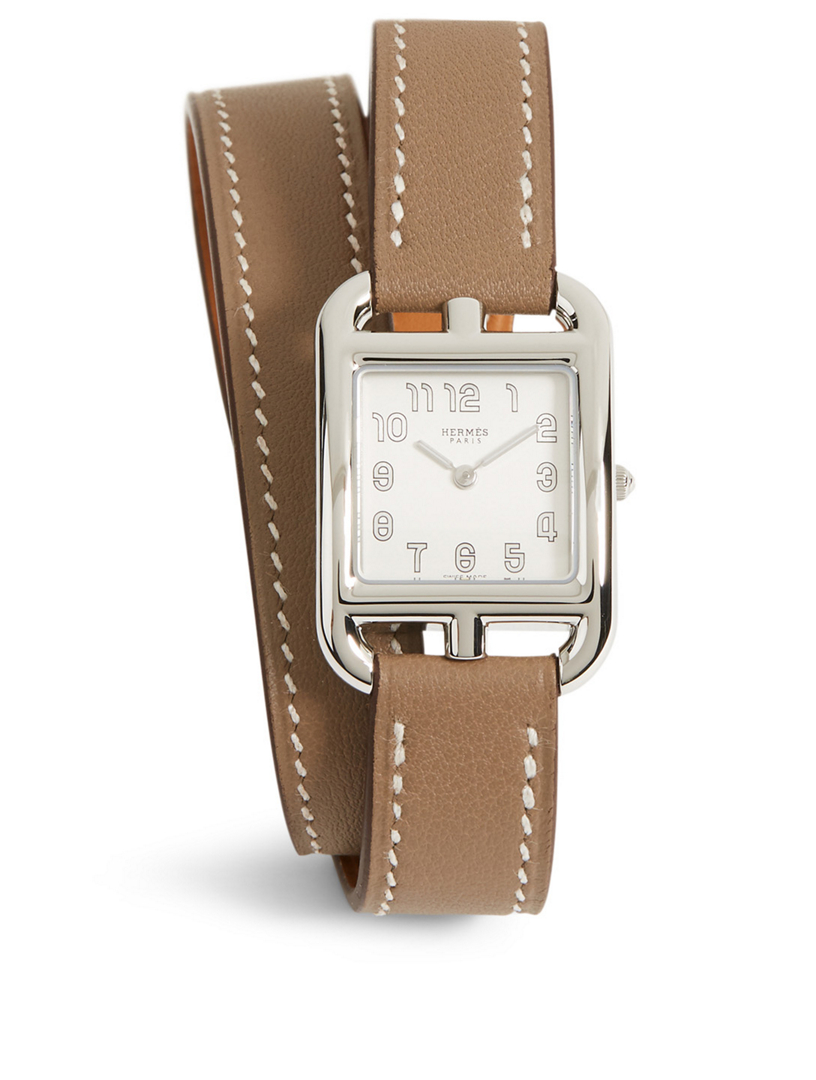 HERMES Small Cape Cod Stainless Steel Leather Wrap Strap Watch Holt Renfrew