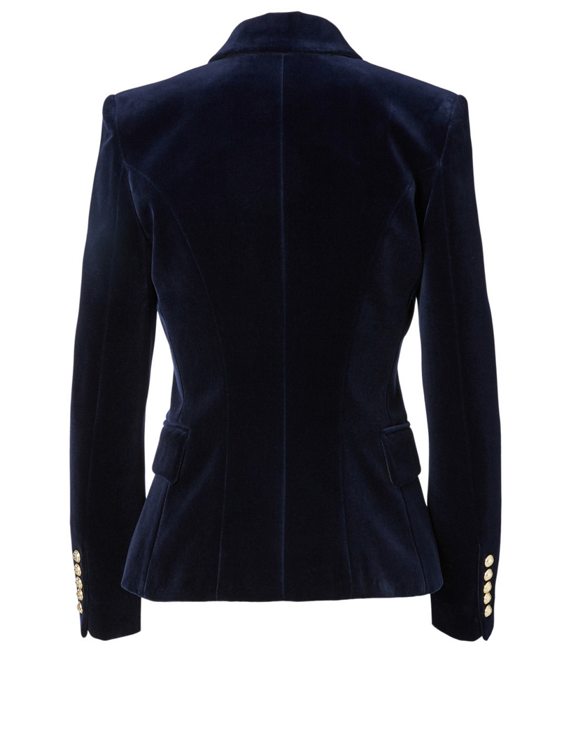 Velvet Double-Breasted Blazer