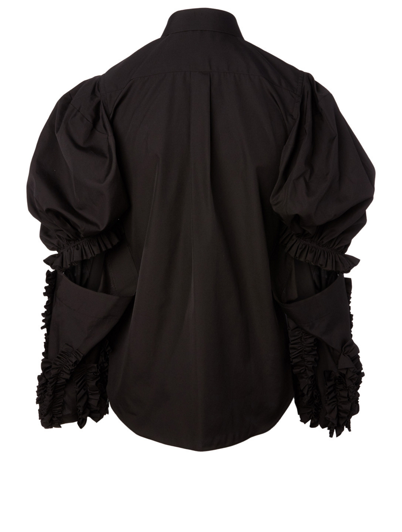 Cotton Ruffle-Sleeve Shirt