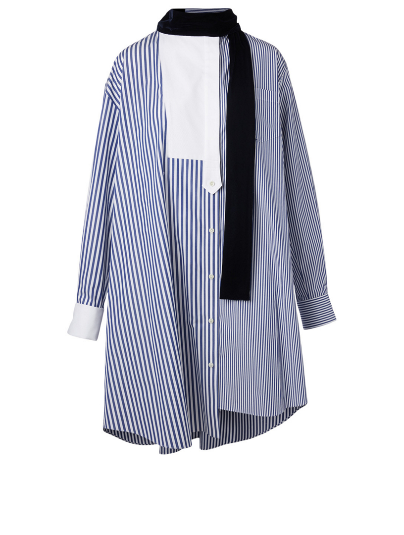 SACAI Asymmetric Shirt Dress In Stripe Print | Holt Renfrew