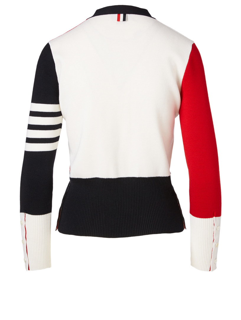 Wool Four-Bar Cardigan Fun Mix Print