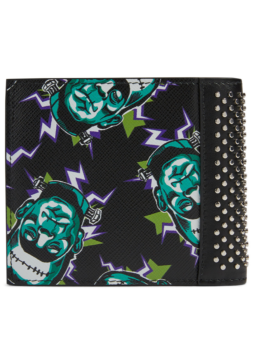 Saffiano Leather Wallet With Frankenstein Print