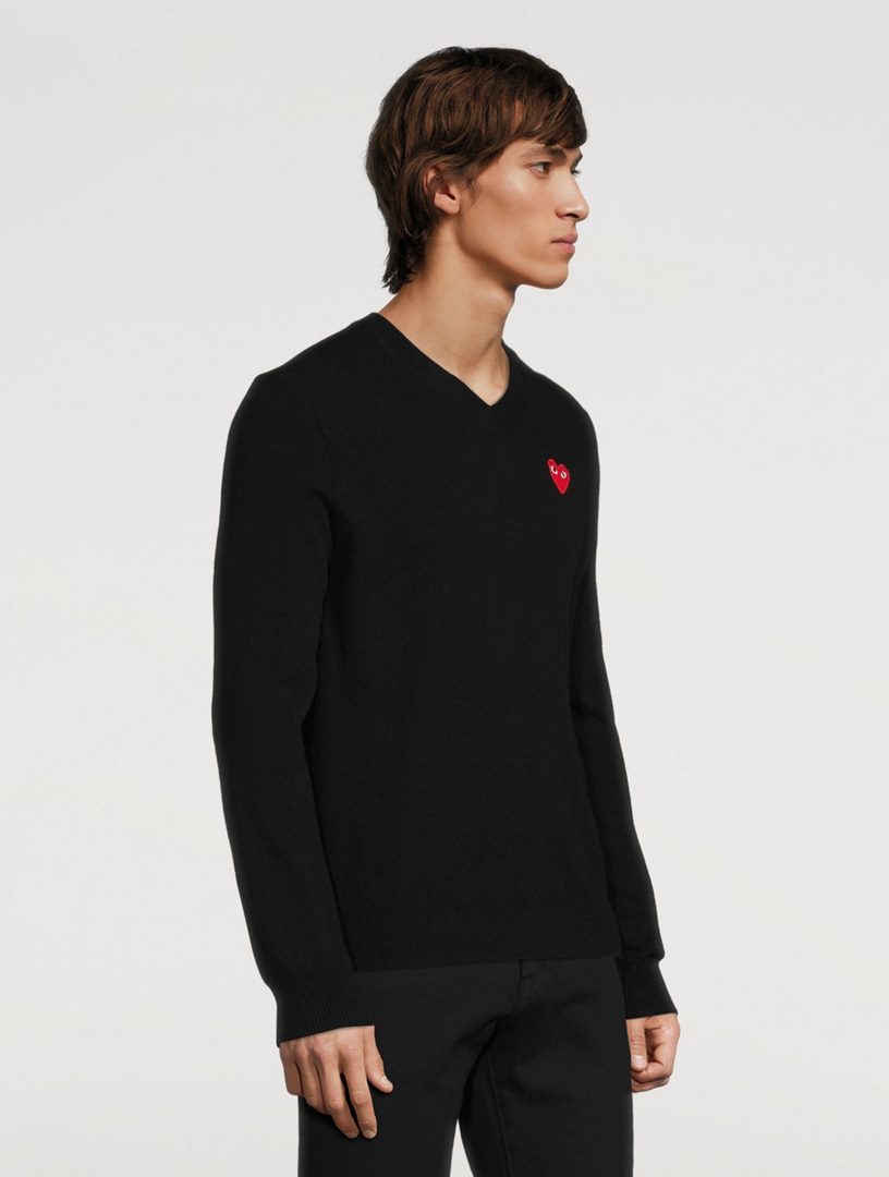 COMME DES GARÇONS PLAY Wool Heart Sweater | Holt Renfrew