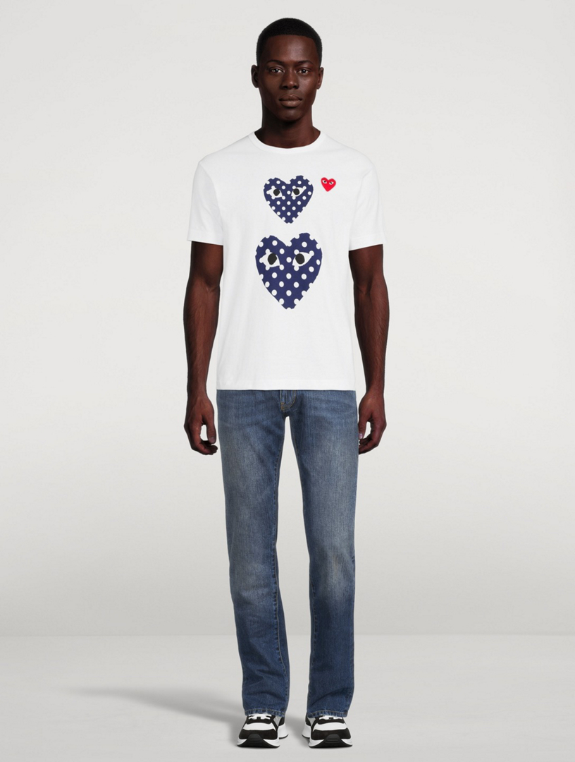 COMME DES GARCONS PLAY Double Heart T Shirt In Polka Dot Print Holt Renfrew