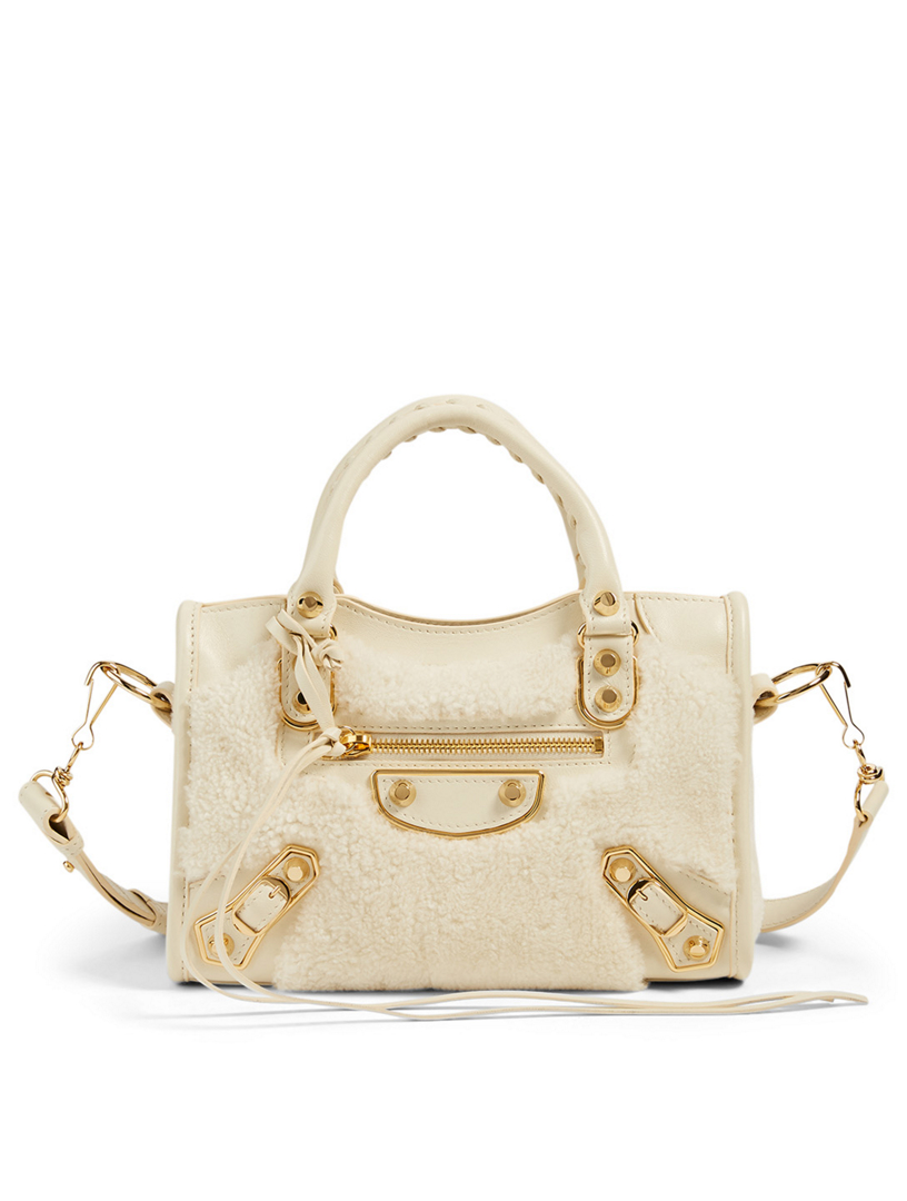 Mini City Leather And Shearling Bag