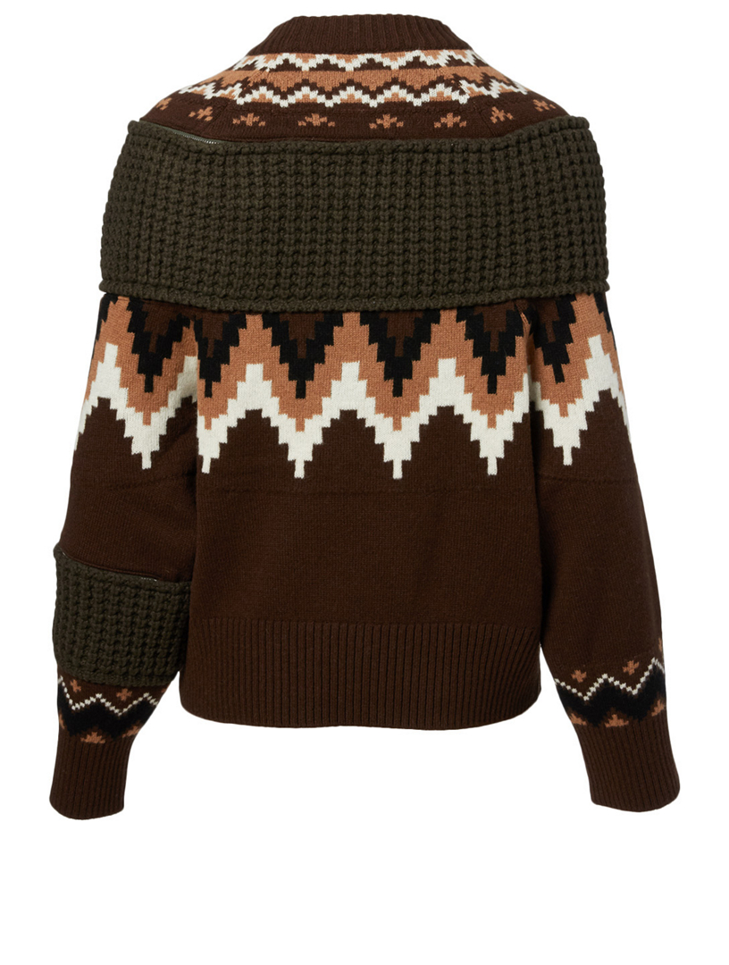 Wool-Blend Sweater Fair Isle Print
