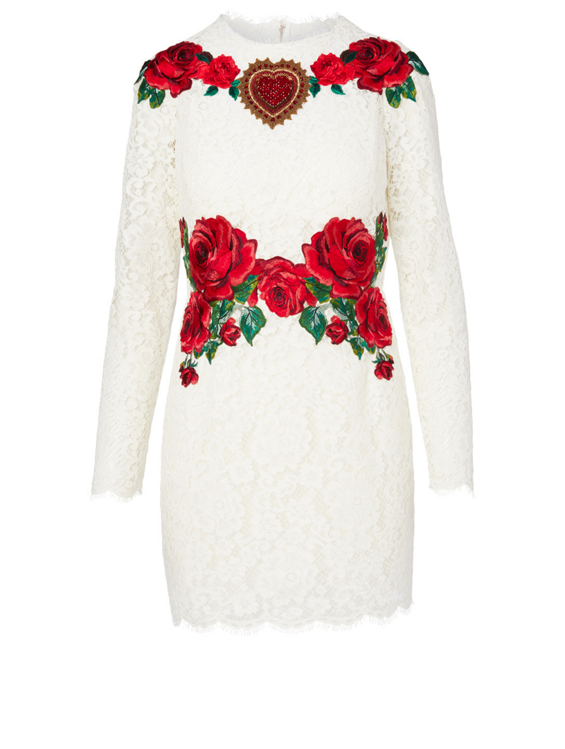 DOLCE & GABBANA Long-Sleeve Lace Dress With Embroidery