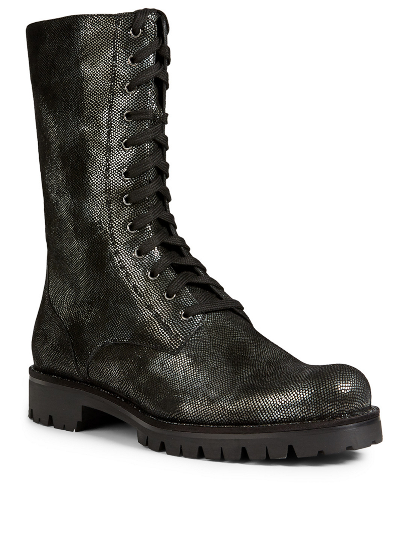 Bika Metallic Suede Combat Boots
