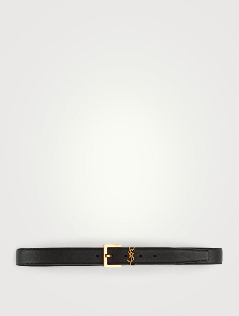 Womens Saint Laurent black Leather Heart Buckle Belt