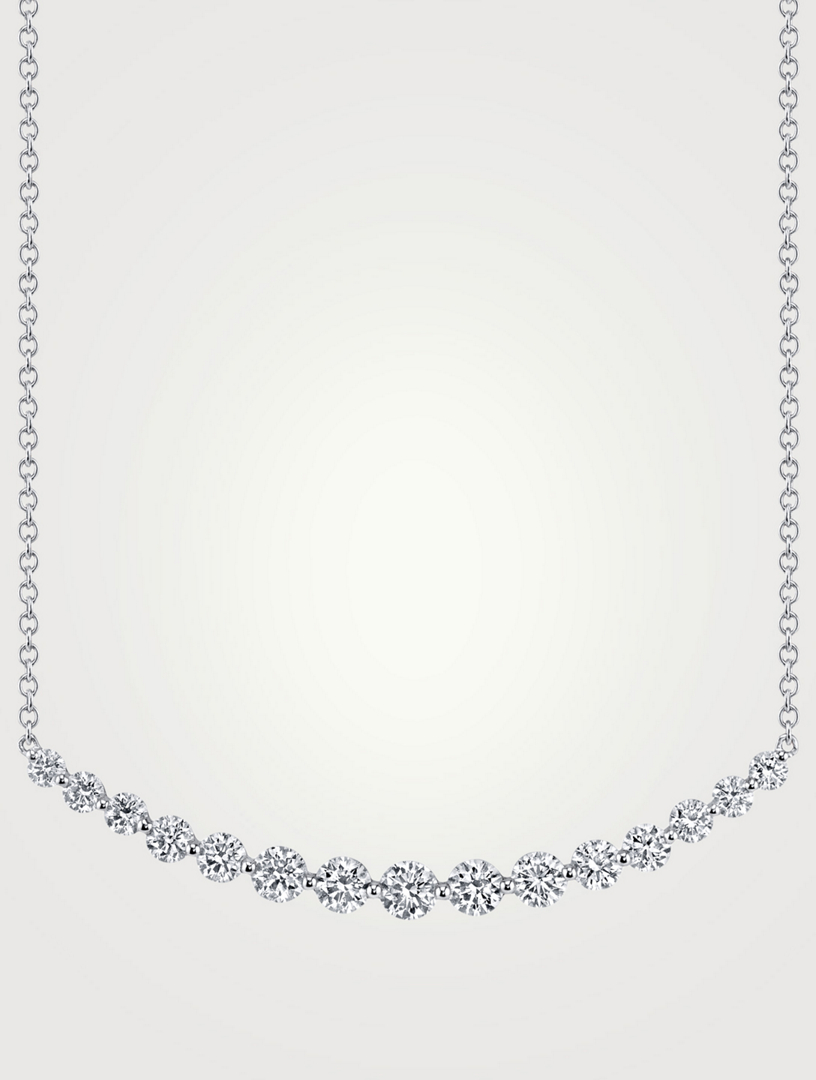 18K White Gold Crescent Necklace With Diamonds