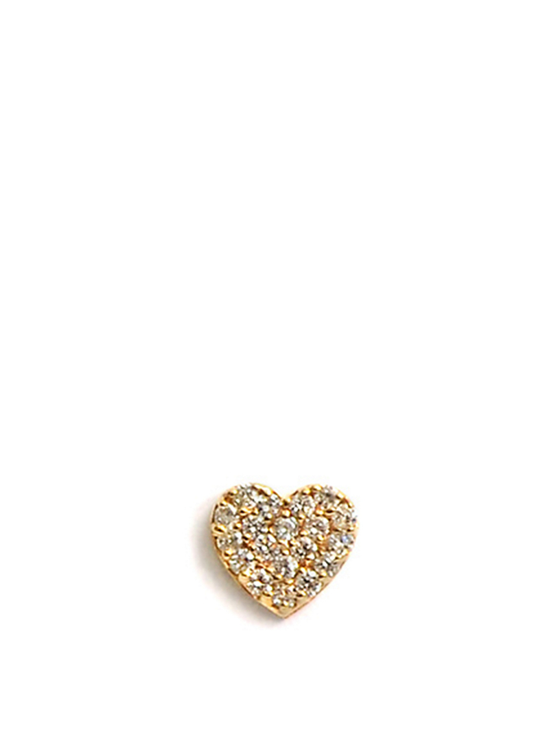 Love Letter 14K Gold Heart Stud Earring With Diamonds