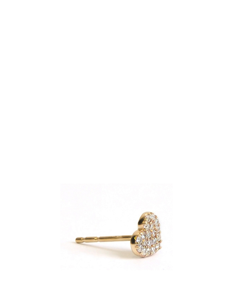 Love Letter 14K Gold Heart Stud Earring With Diamonds