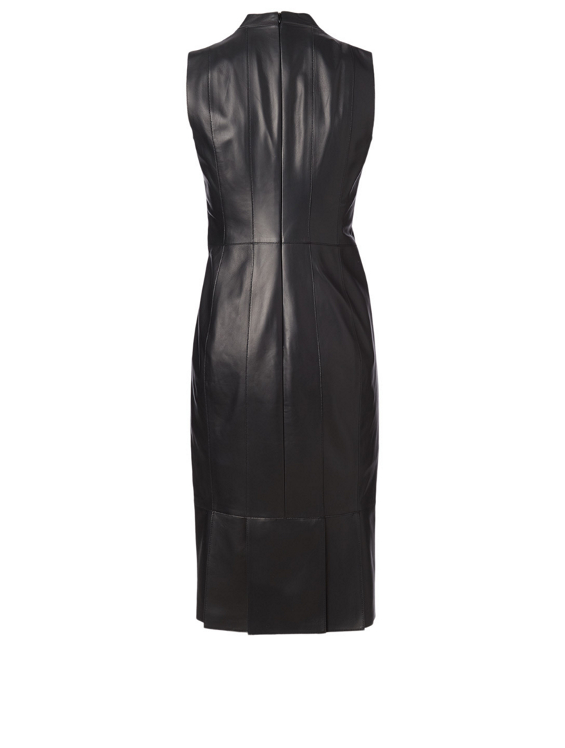Leather Sleeveless Wrap Dress