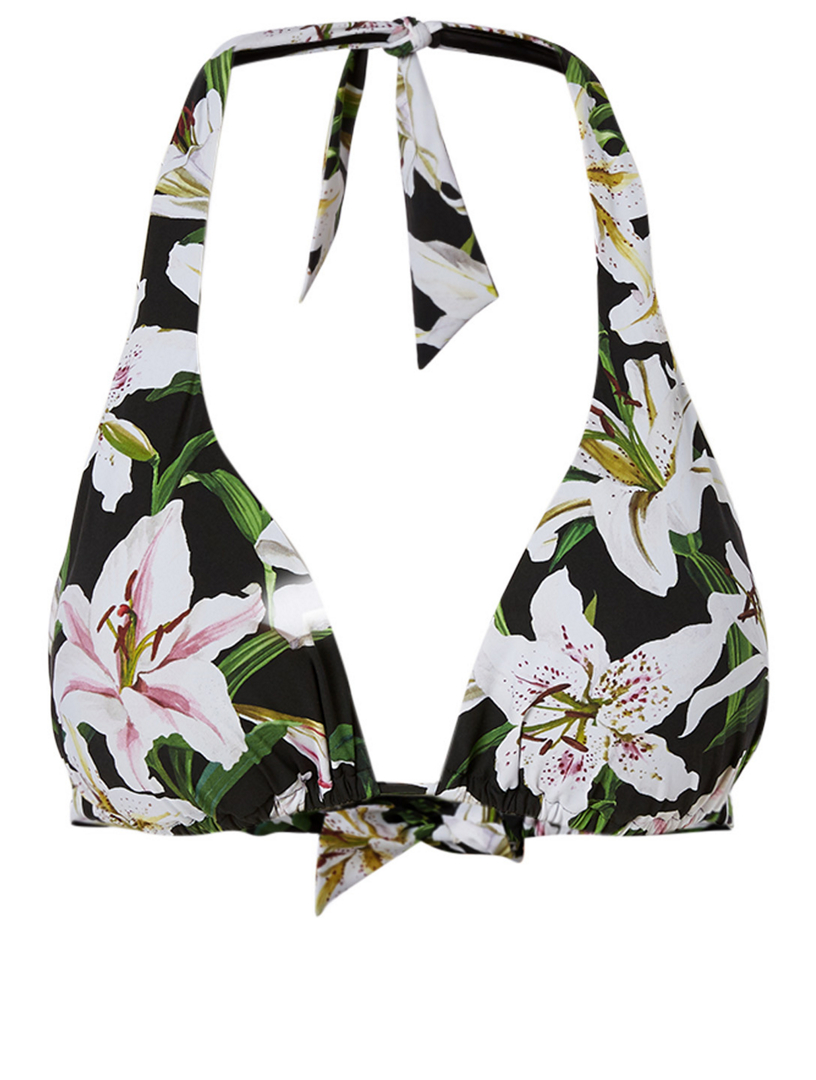 Triangle Bikini Top In Lily Print