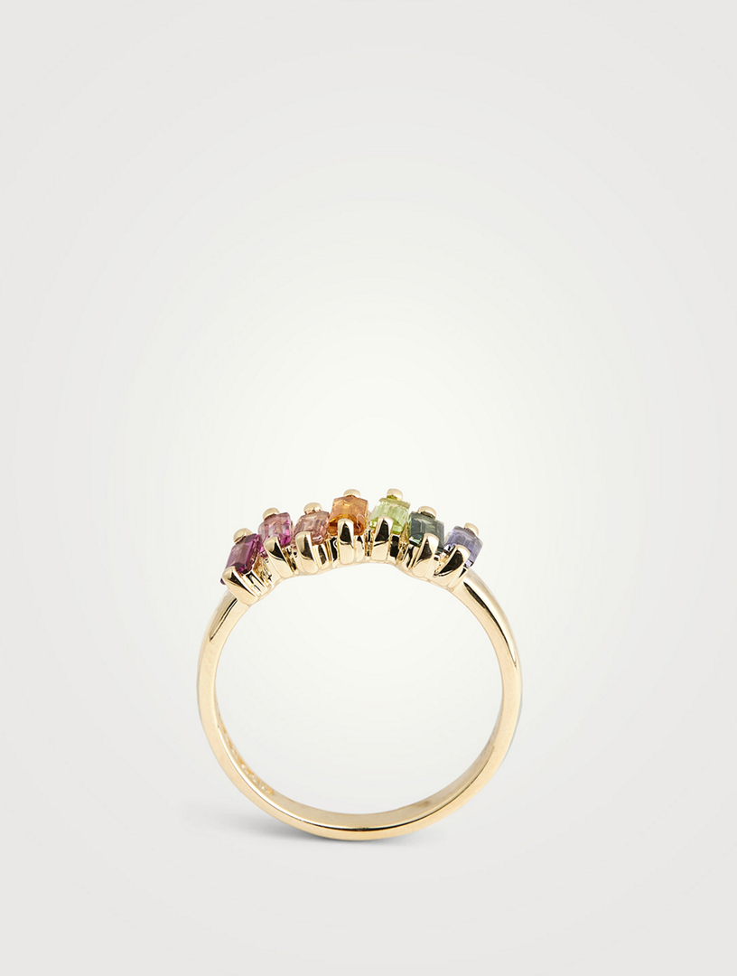 Amalfi 14K Gold Rainbow Half Band Ring