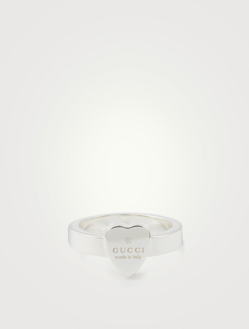 Silver Heart Ring With Gucci Trademark