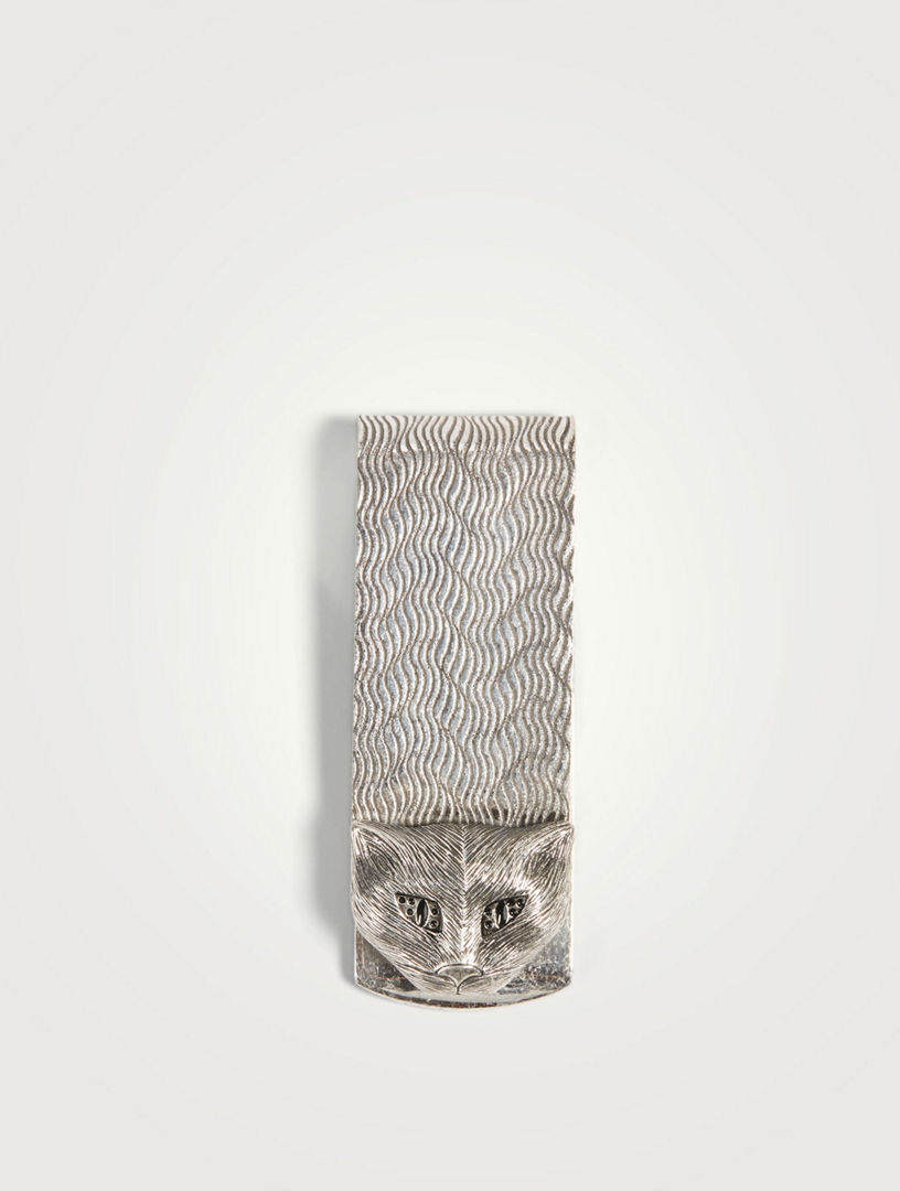 Gucci Feline Head Money Clip Silver in Sterling Silver - US