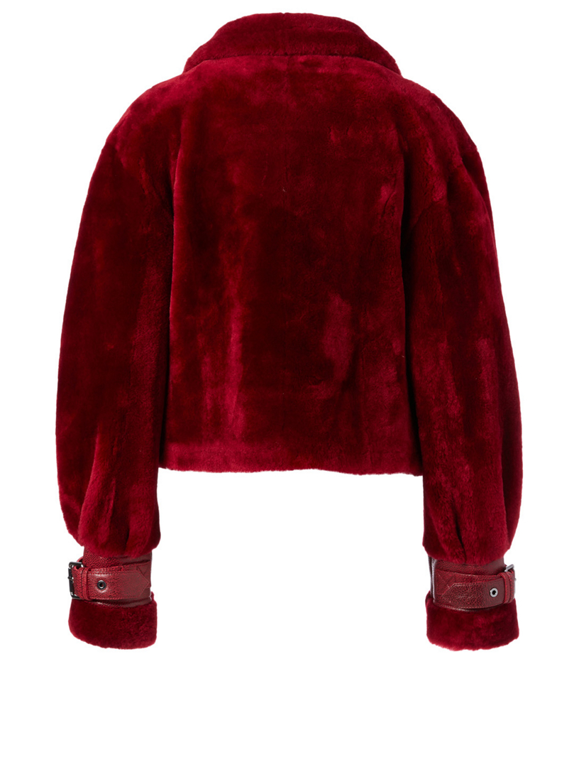 Victoria Cropped Shearling Biker Jacket
