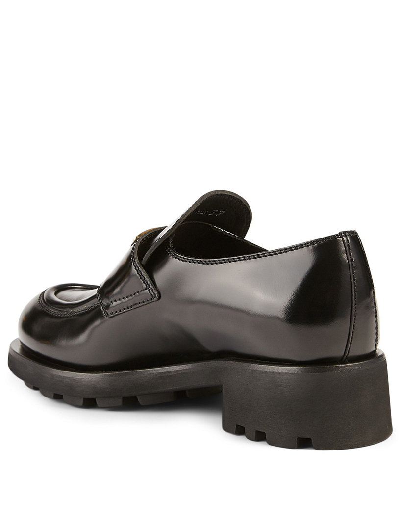 Leather Lug Heeled Loafers