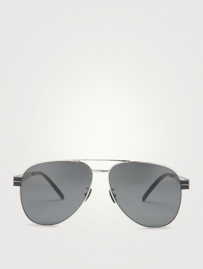 Lunettes de soleil aviateur en métal argenté Leon SAINT LAURENT