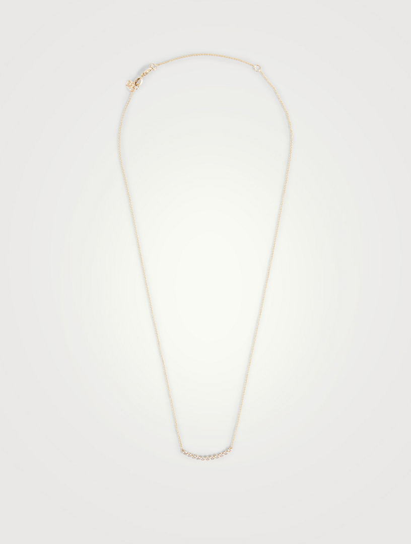 14K Gold Bezel Set Necklace With Diamonds